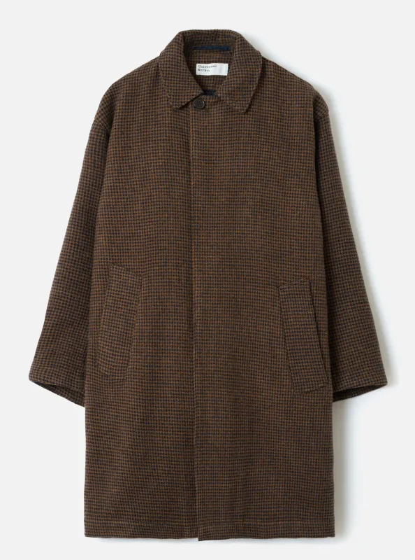 Navy/Brown Wool Tweed Mix Stan Coat made by Universal Works
