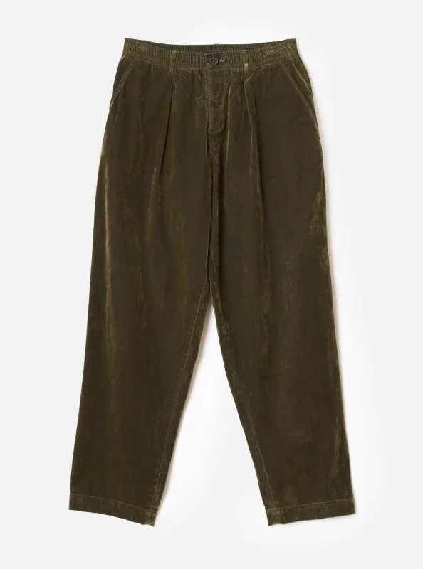 Olive Flock Chambray Pleated Track Pant made by Universal Works
