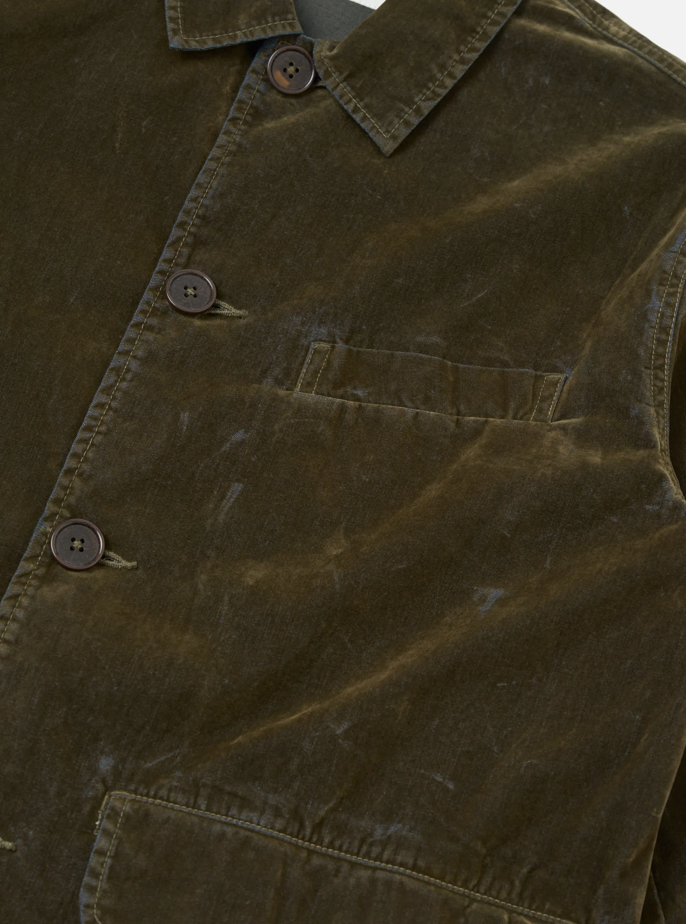 Olive Flock Chambray Warmus Jacket sold by Universal Works product image thumbnail 4
