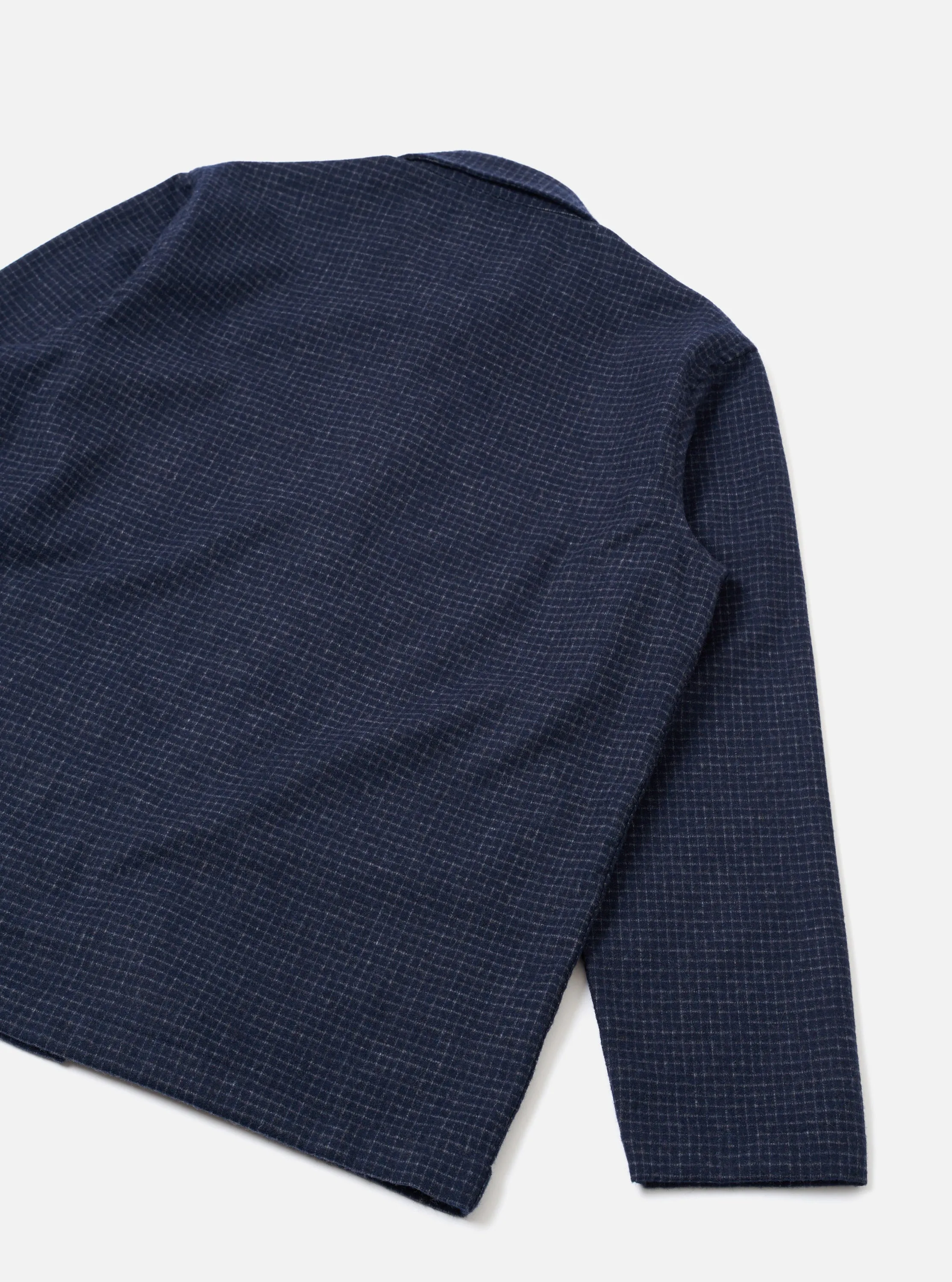 Navy Check Bobby Wool Mix Bakers Overshirt sold by Universal Works product image thumbnail 3