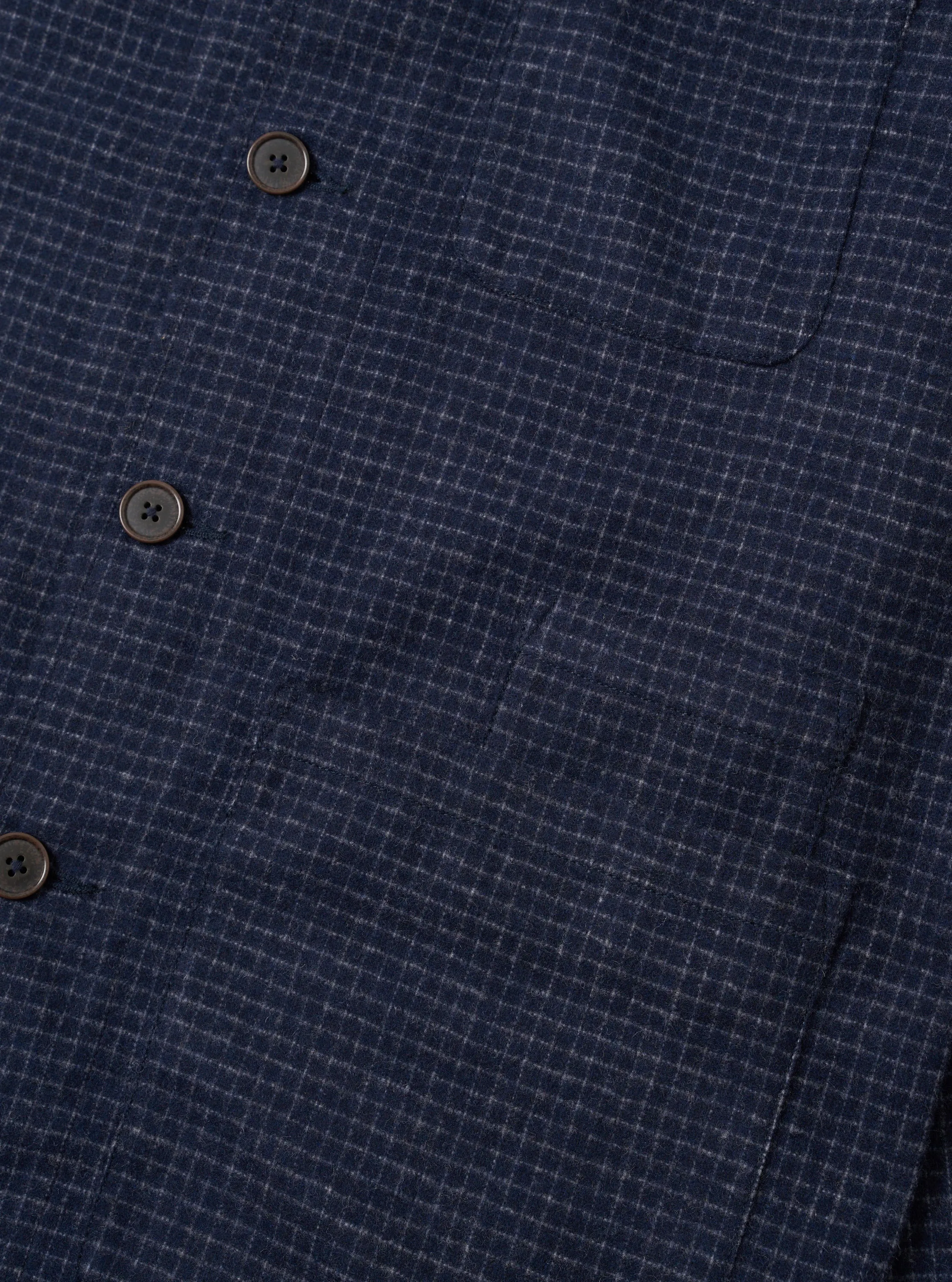 Navy Check Bobby Wool Mix Bakers Overshirt sold by Universal Works product image thumbnail 4