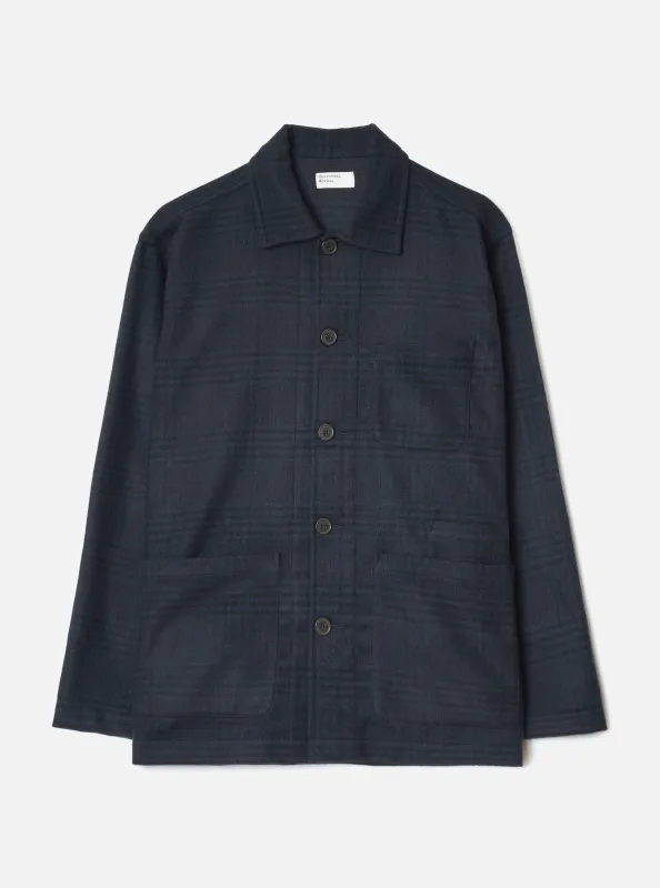 Navy Bob Wool Mix Bakers Overshirt made by Universal Works