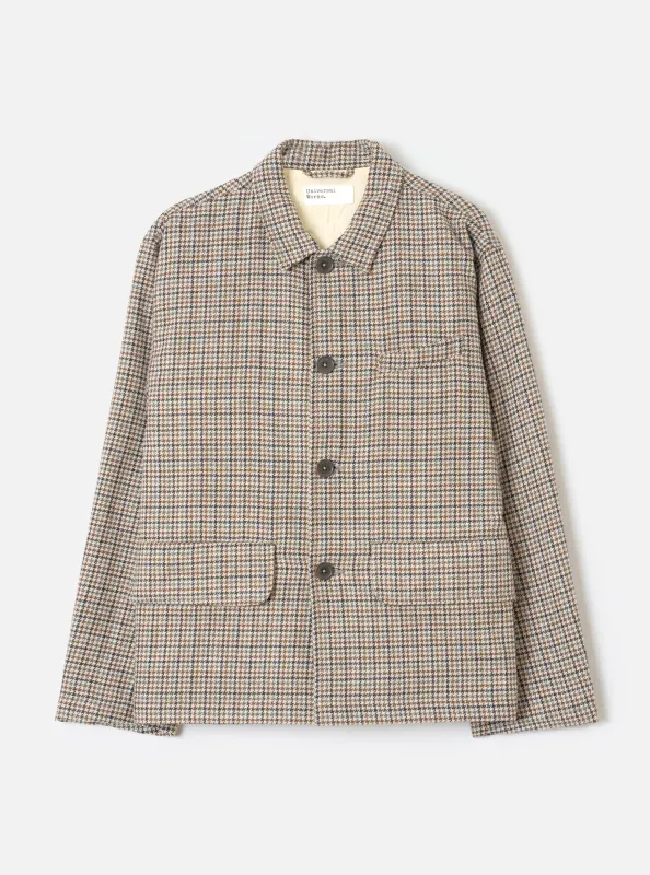 Taupe Lester Dogtooth Franck Jacket made by Universal Works