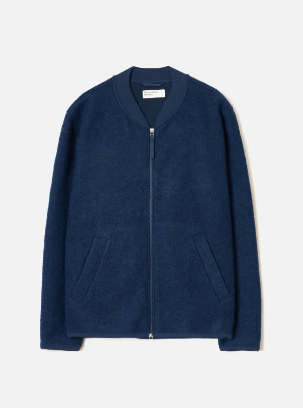 Indigo Wool Fleece Zip Bomber Jacket made by Universal Works