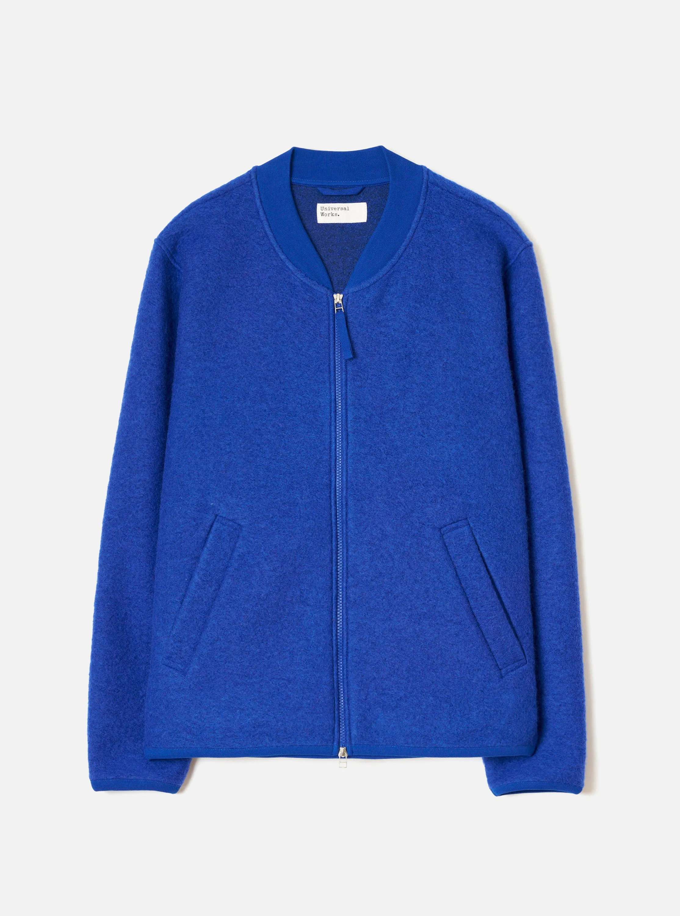 Blue Wool Fleece Zip Bomber Jacket sold by Universal Works
