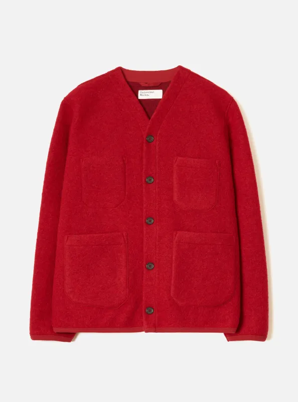 Scarlet Wool Fleece Cardigan made by Universal Works