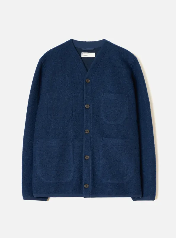Indigo Wool Fleece Cardigan made by Universal Works