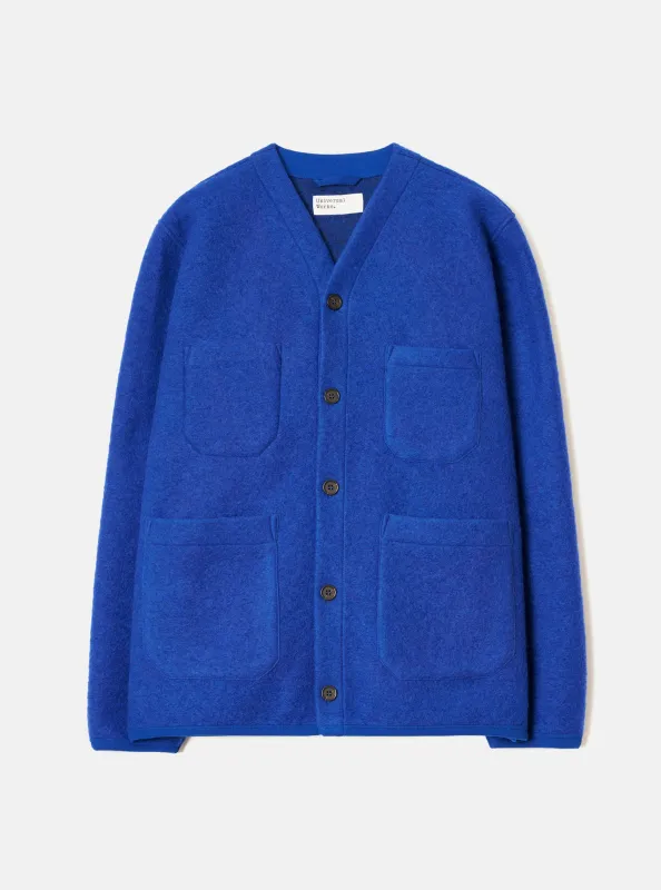 Blue Wool Fleece Cardigan made by Universal Works