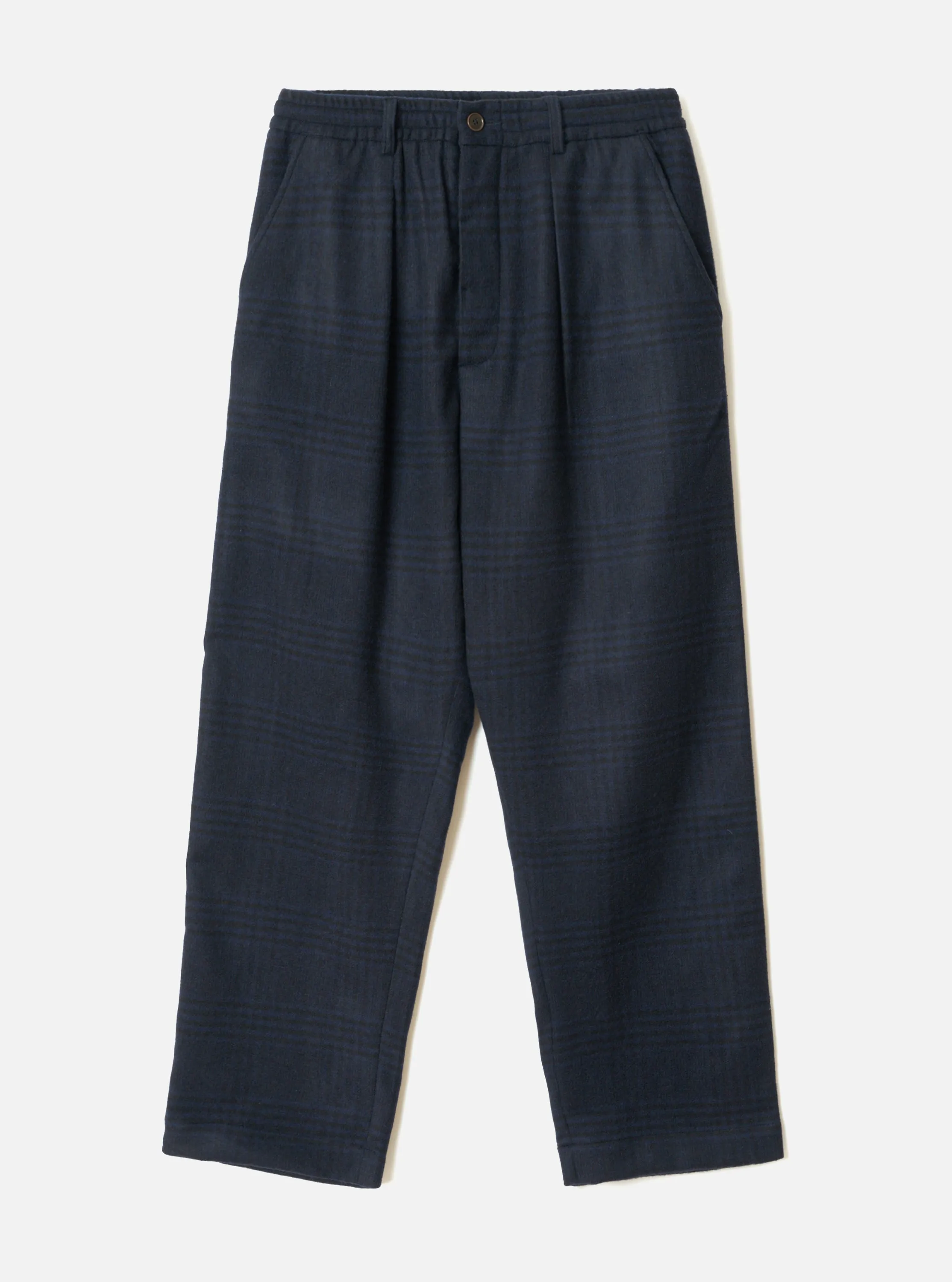 Navy Bob Wool Mix Oxford Pant sold by Universal Works