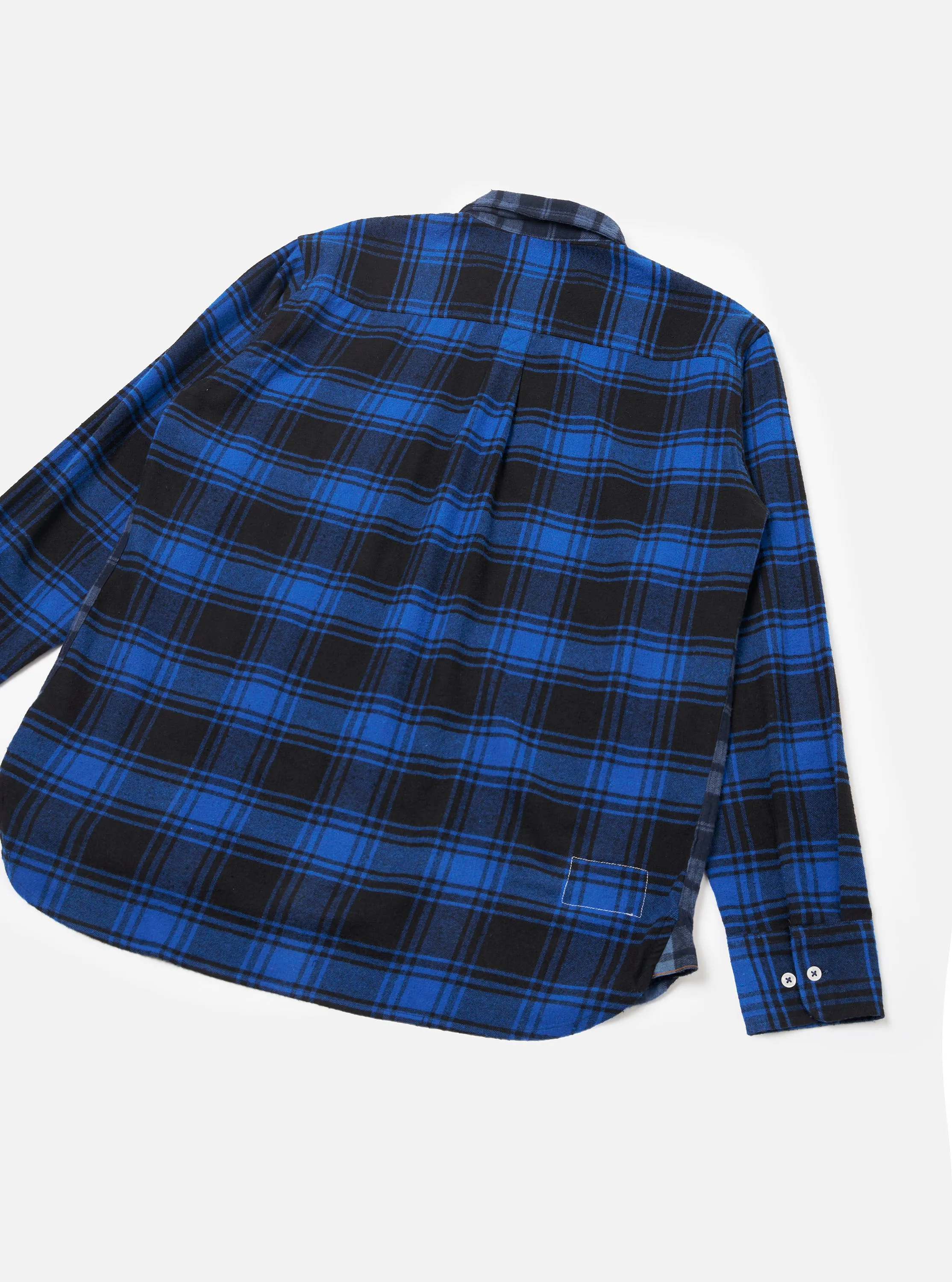 Navy/Blue Brush Panel Check 1 Lazy Day Shirt sold by Universal Works product image thumbnail 3