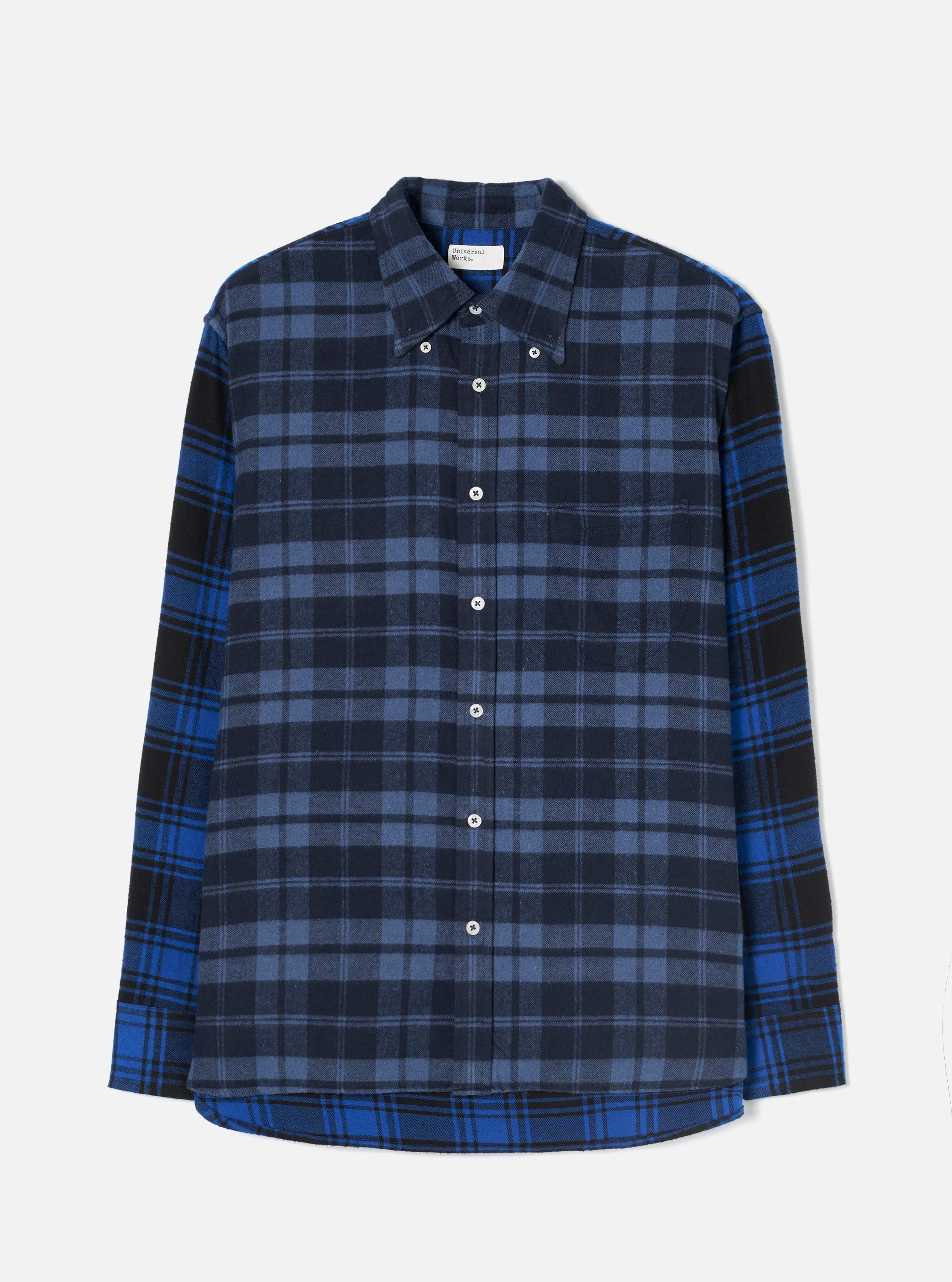 Navy/Blue Brush Panel Check 1 Lazy Day Shirt sold by Universal Works