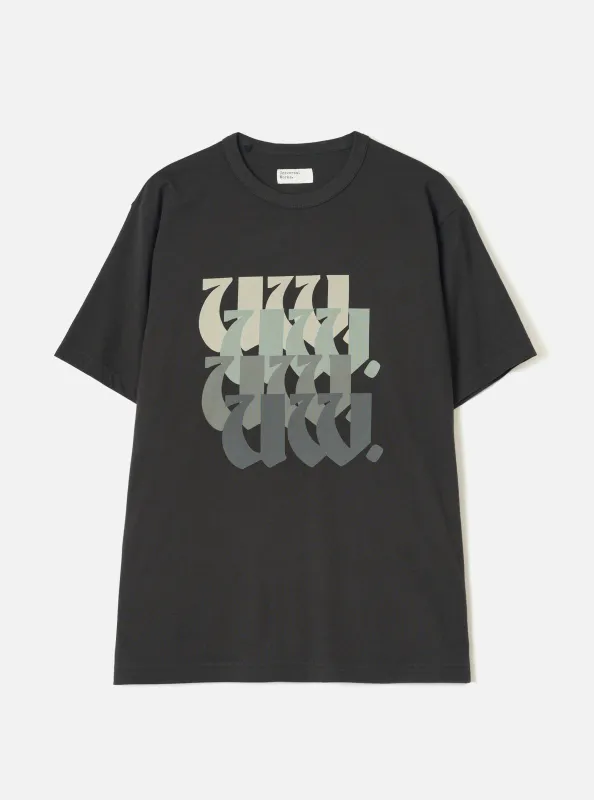 Black Single Jersey UW Print Core Tee made by Universal Works