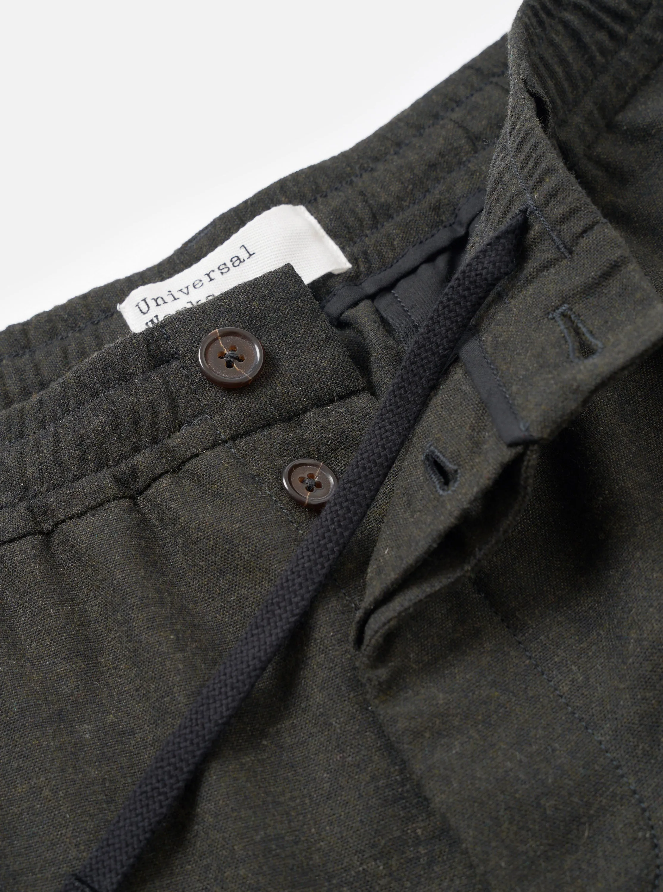 Olive Recycled Italian Tweed Pleated Track Pant sold by Universal Works product image thumbnail 4