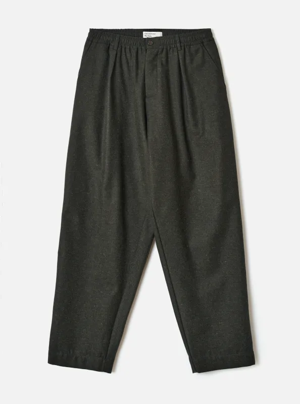 Olive Recycled Italian Tweed Pleated Track Pant made by Universal Works