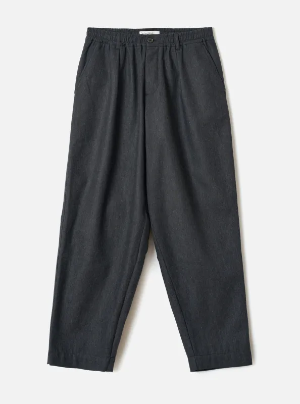 Charcoal Recycled Italian Tweed Pleated Track Pant made by Universal Works