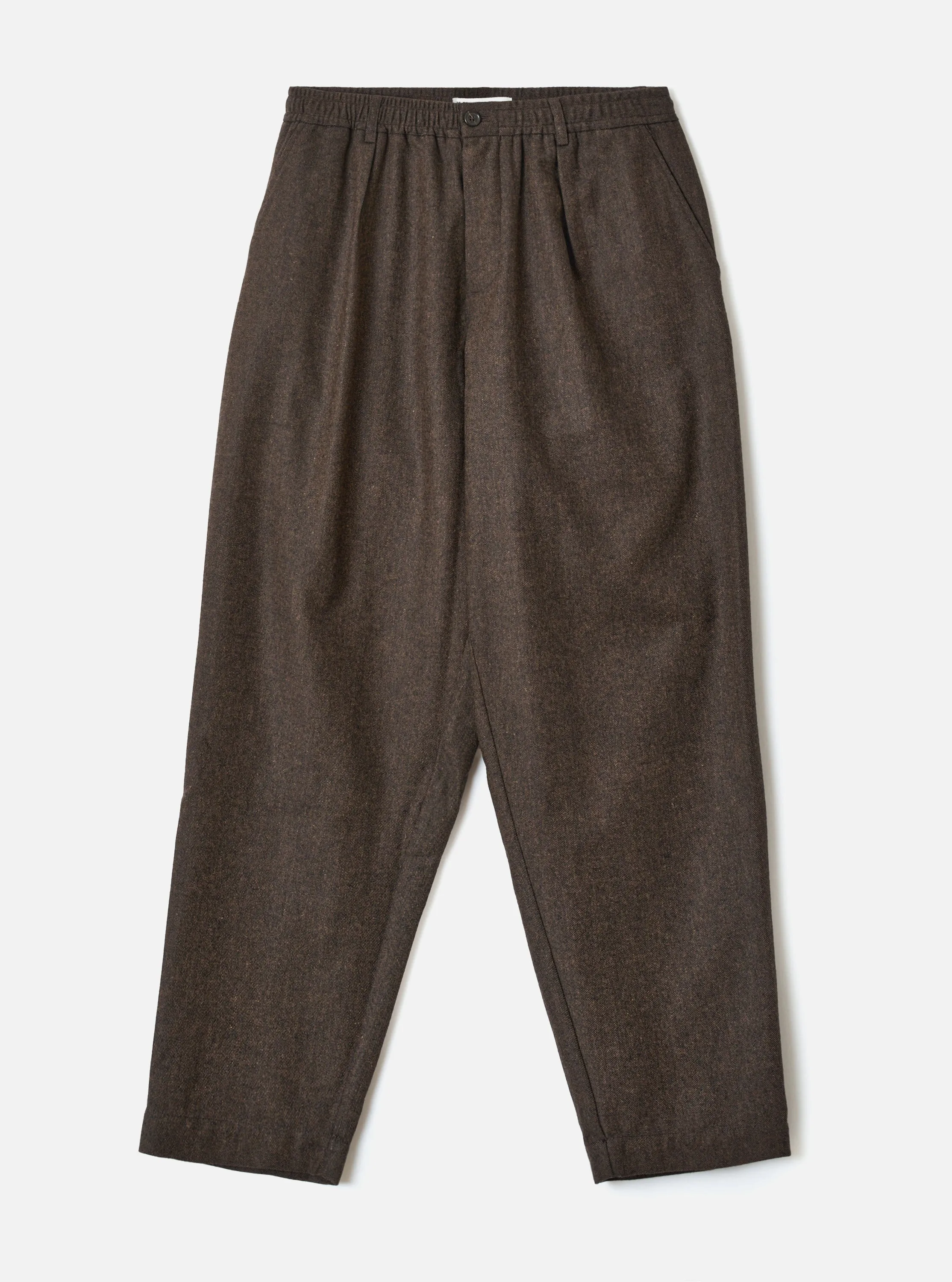 Brown Recycled Italian Tweed Pleated Track Pant sold by Universal Works