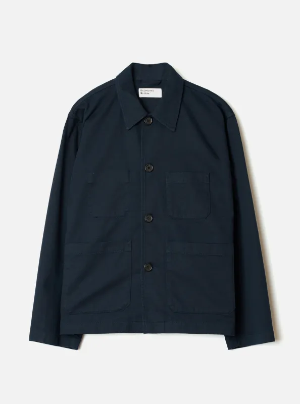 Navy Slub Sateen Ives Jacket made by Universal Works