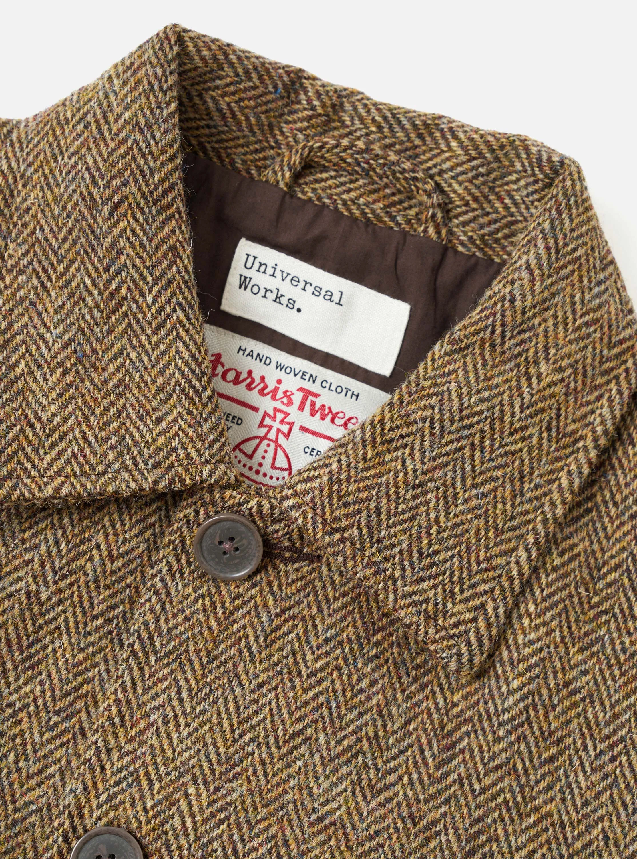 Sand/Brown Harris Tweed OG Bakers Chore Jacket sold by Universal Works product image thumbnail 4