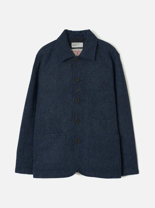 Blue/Black Harris Tweed OG Bakers Chore Jacket made by Universal Works