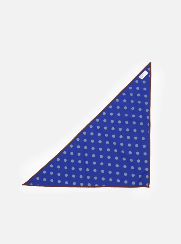 Blue Bold Dot Print Rayon Scout Scarf made by Universal Works