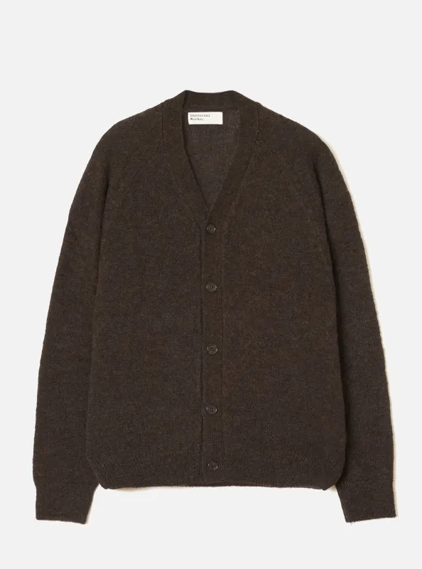 Brown Alpaca Knit David Cardigan made by Universal Works