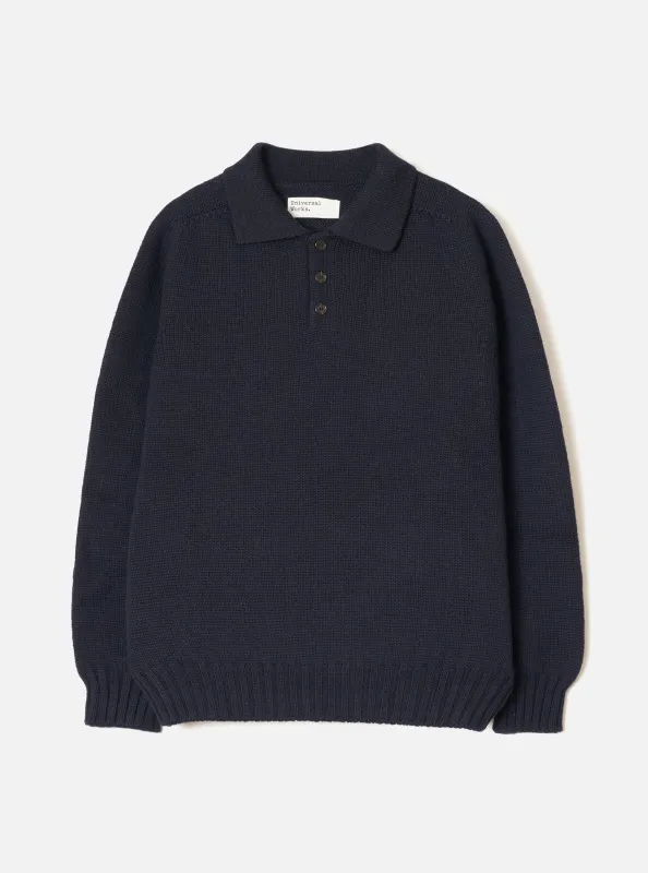 Navy Shetland Wild Curtis Sweater made by Universal Works