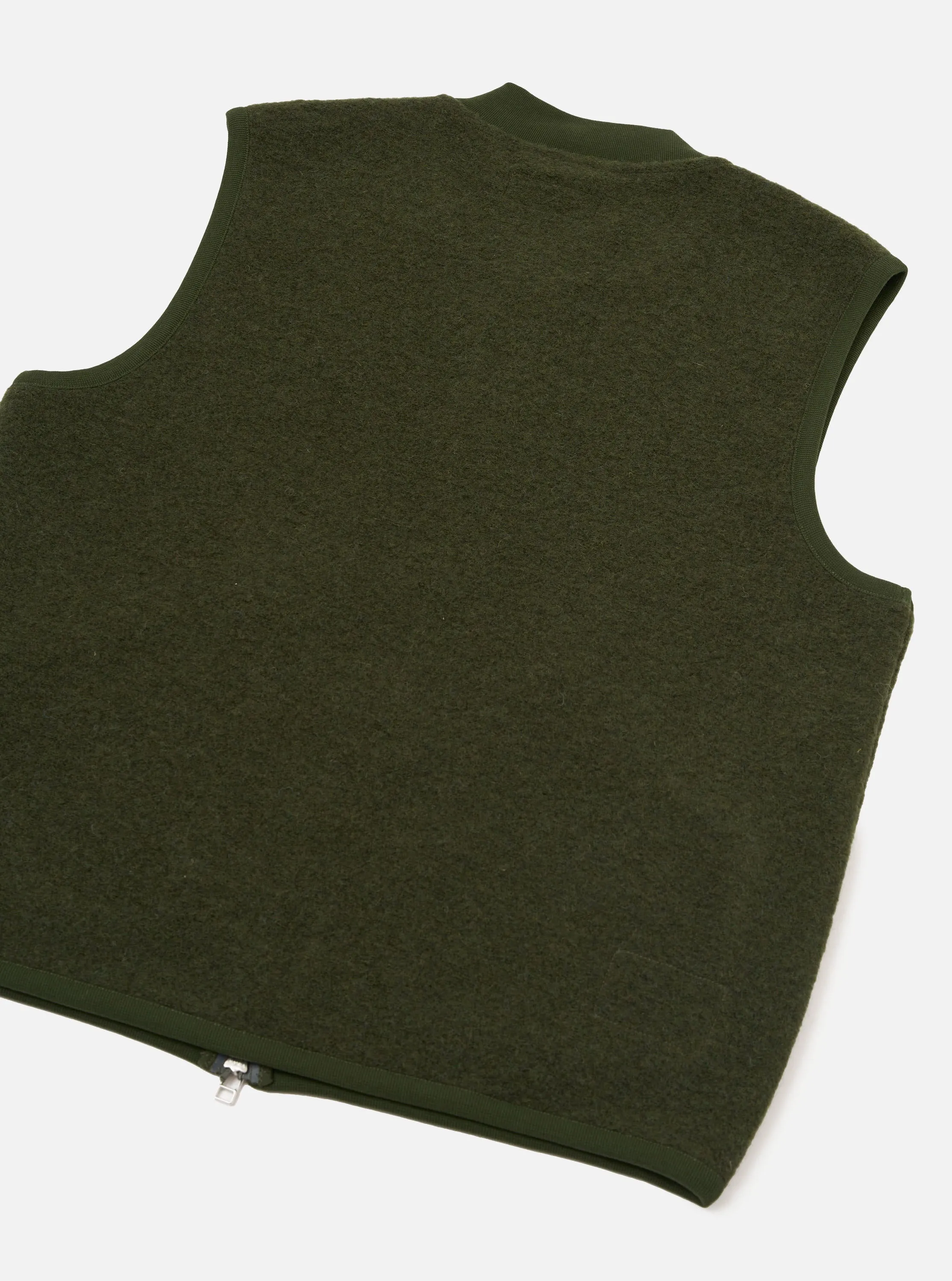 Olive Wool Fleece Zip Waistcoat sold by Universal Works product image thumbnail 5