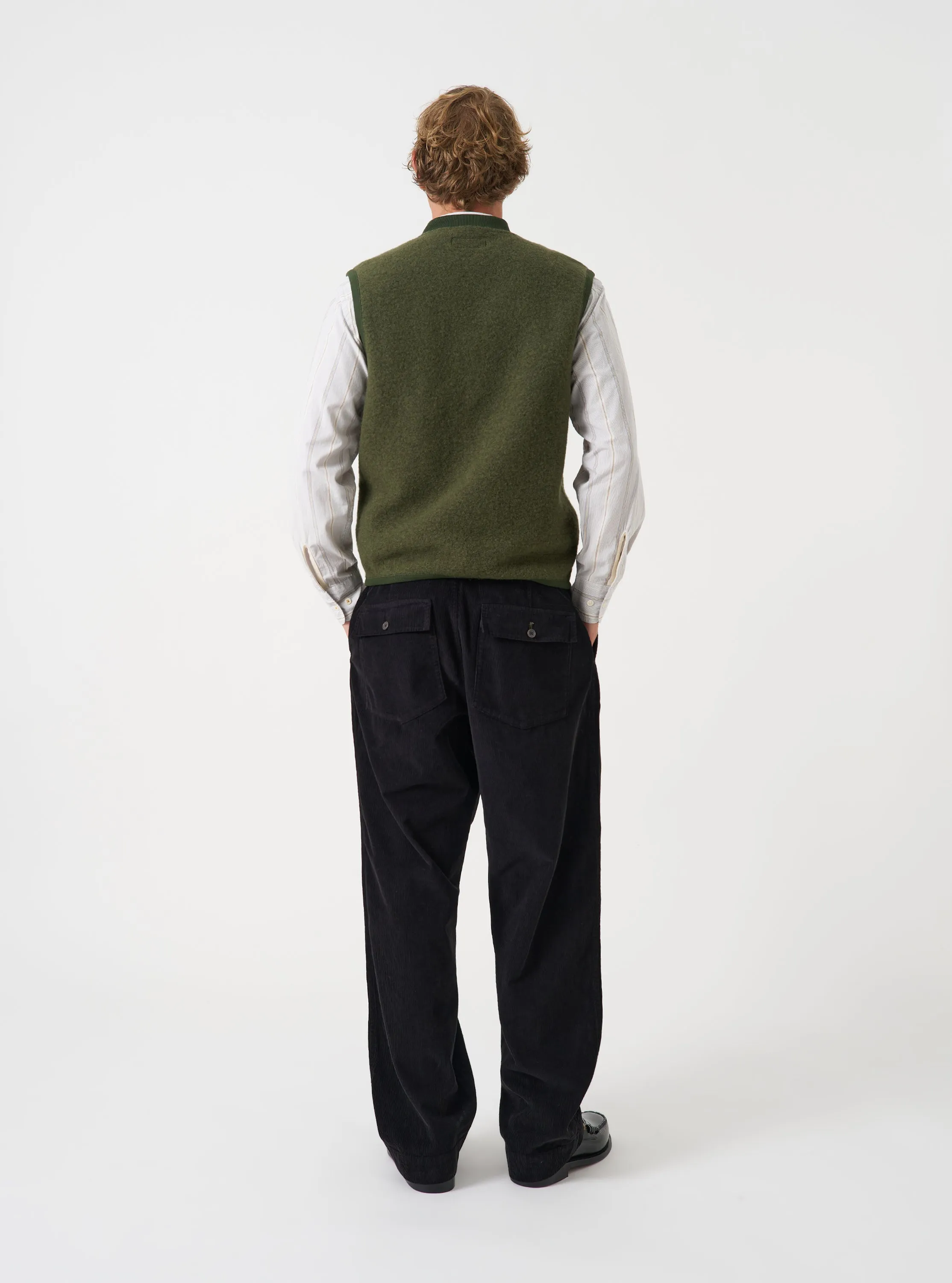 Olive Wool Fleece Zip Waistcoat sold by Universal Works product image thumbnail 3