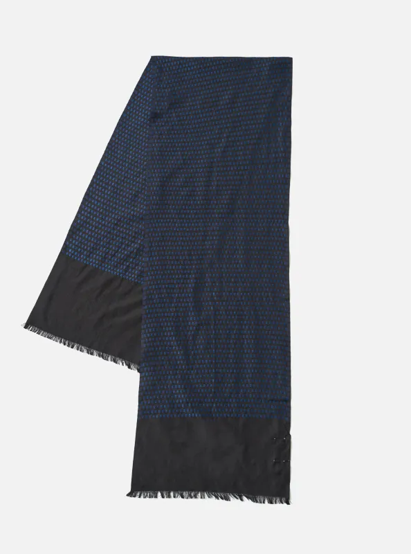 Black/Blue Jacquard Silk Scarf made by Universal Works