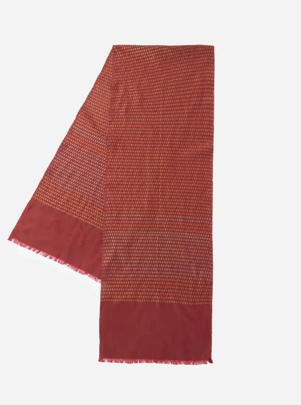 Red/Silver/Gold Jacquard Silk Scarf made by Universal Works