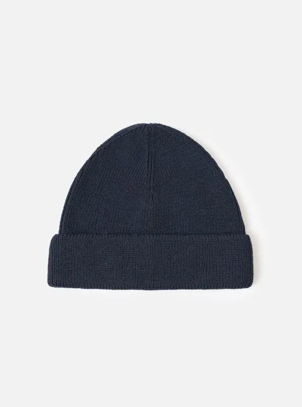 Navy Merino Knit Watch Cap made by Universal Works