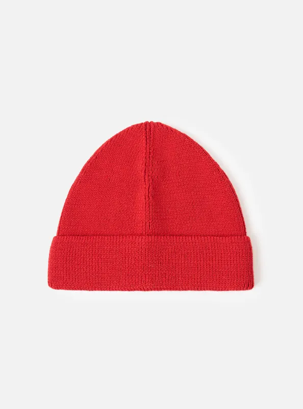 Red Merino Knit Watch Cap made by Universal Works