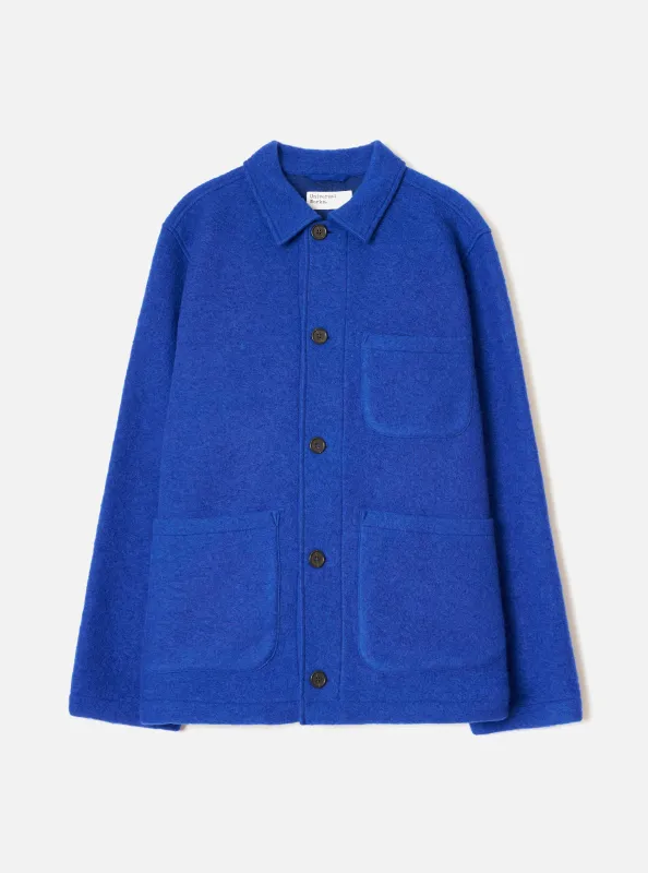 Blue Wool Fleece Field Jacket made by Universal Works