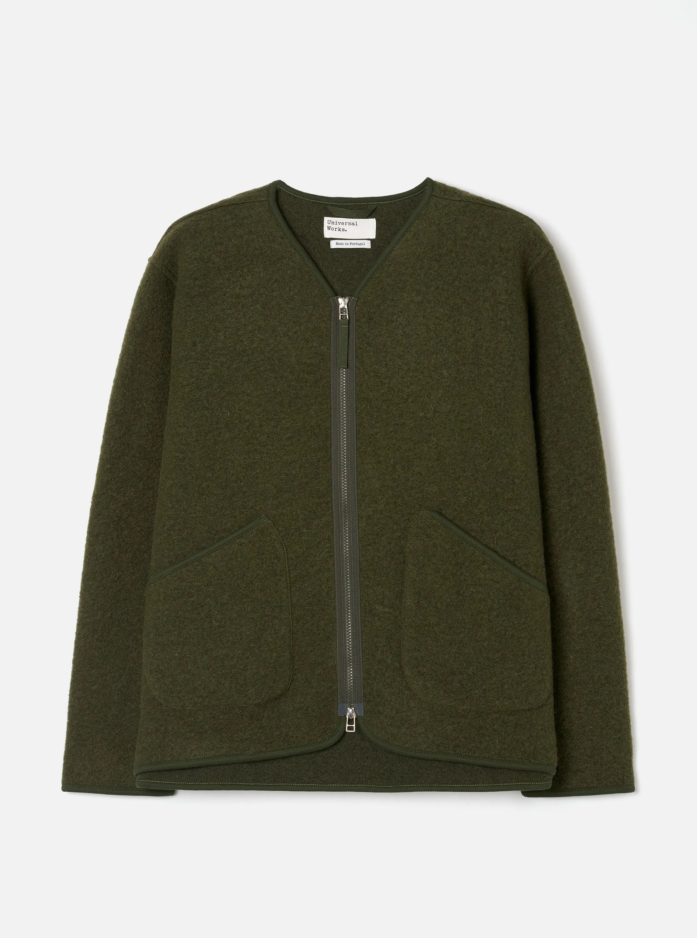 Olive Wool Fleece Zip Liner Jacket sold by Universal Works