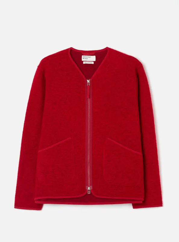 Scarlet Wool Fleece Zip Liner Jacket made by Universal Works