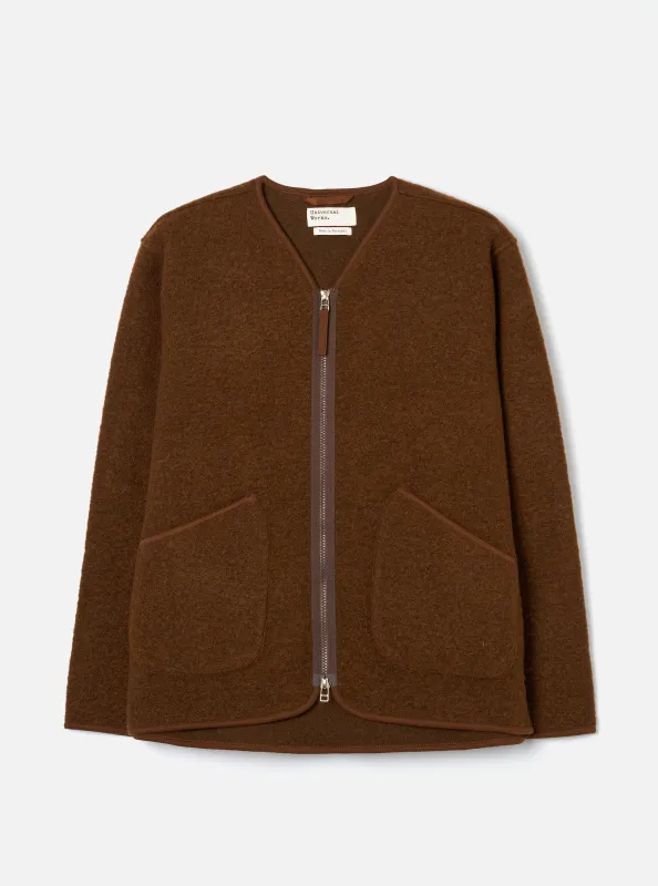Cacao Wool Fleece Zip Liner Jacket made by Universal Works