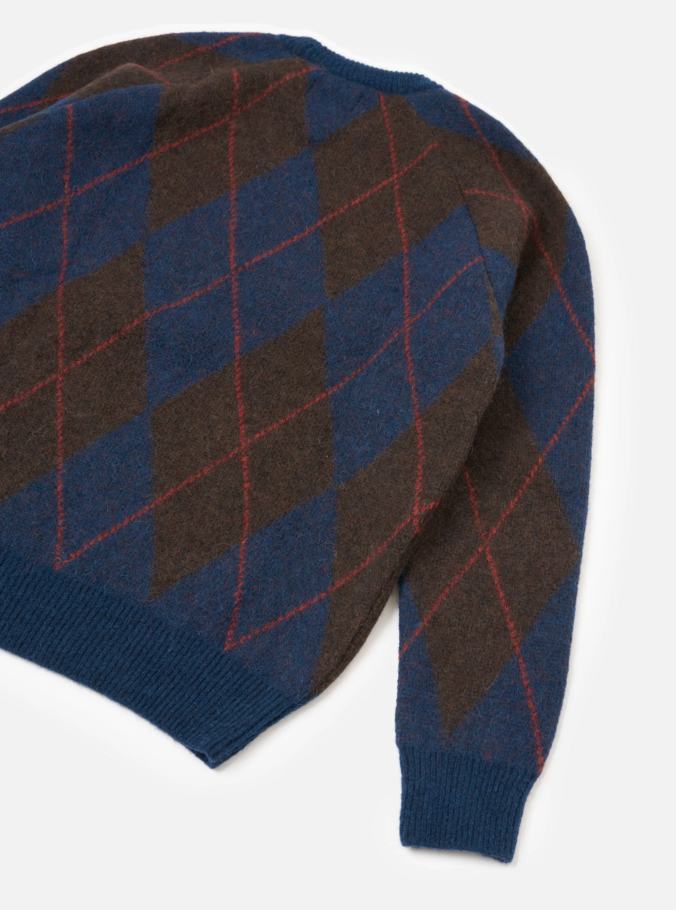 Navy Alpaca Argyle Lyon Crew sold by Universal Works product image thumbnail 3
