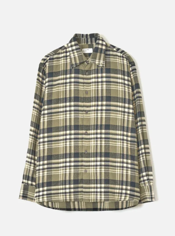 Olive Jazz Check Standard Shirt made by Universal Works