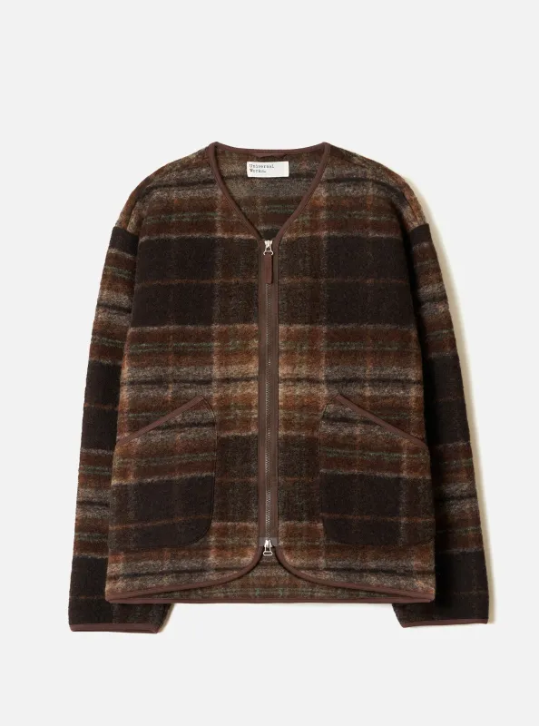 Brown Pino Wool Fleece Military Liner Jacket made by Universal Works