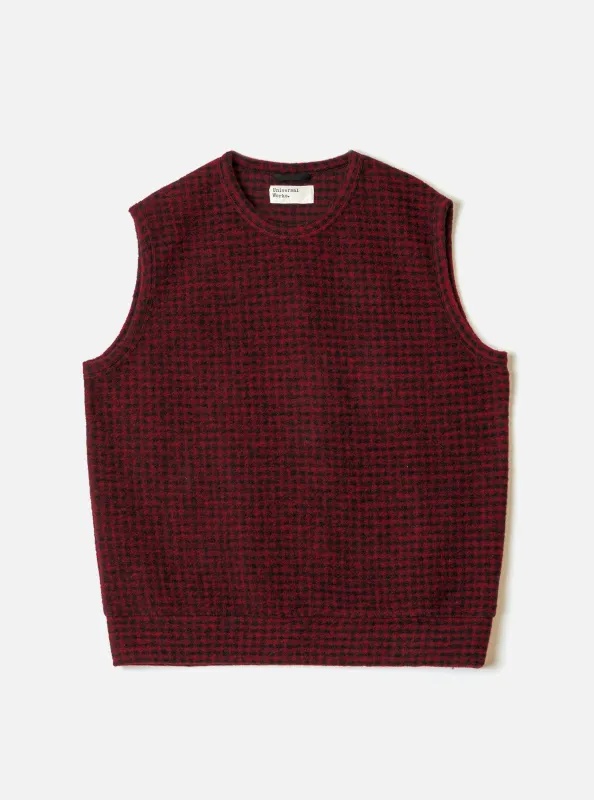 Black/Red 533 Wool Mix Giacomo Tank Top made by Universal Works