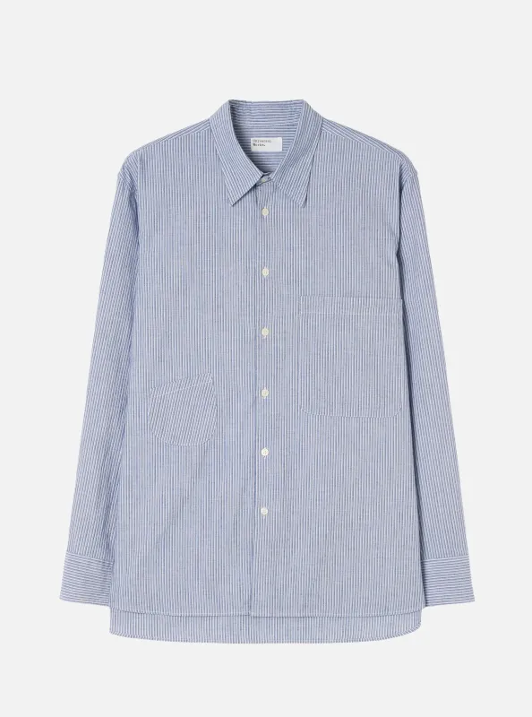 Blue Montgomery Stripe Station Shirt made by Universal Works