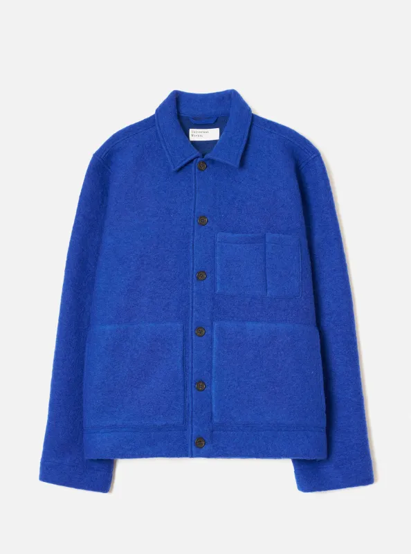 Blue Wool Fleece Uniform Jacket made by Universal Works