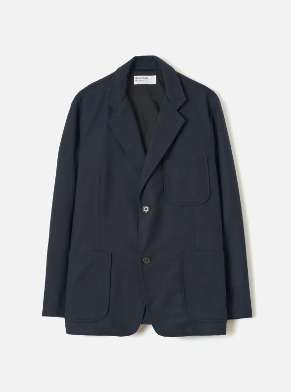 Dark Navy Dublin Wool Mix Two Button Jacket made by Universal Works