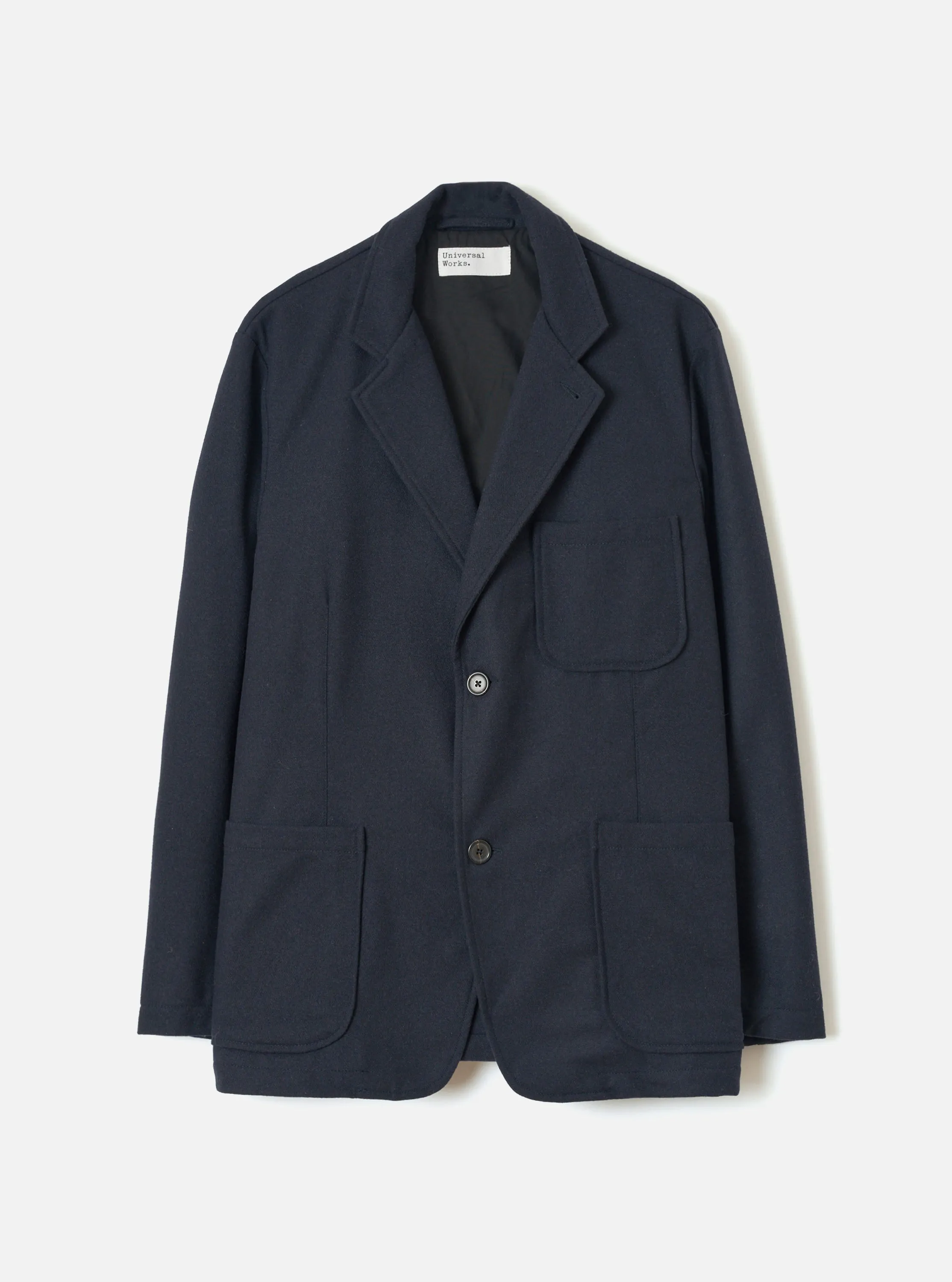 Dark Navy Dublin Wool Mix Two Button Jacket sold by Universal Works