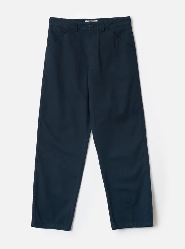 Navy Slub Sateen Utility Pant made by Universal Works