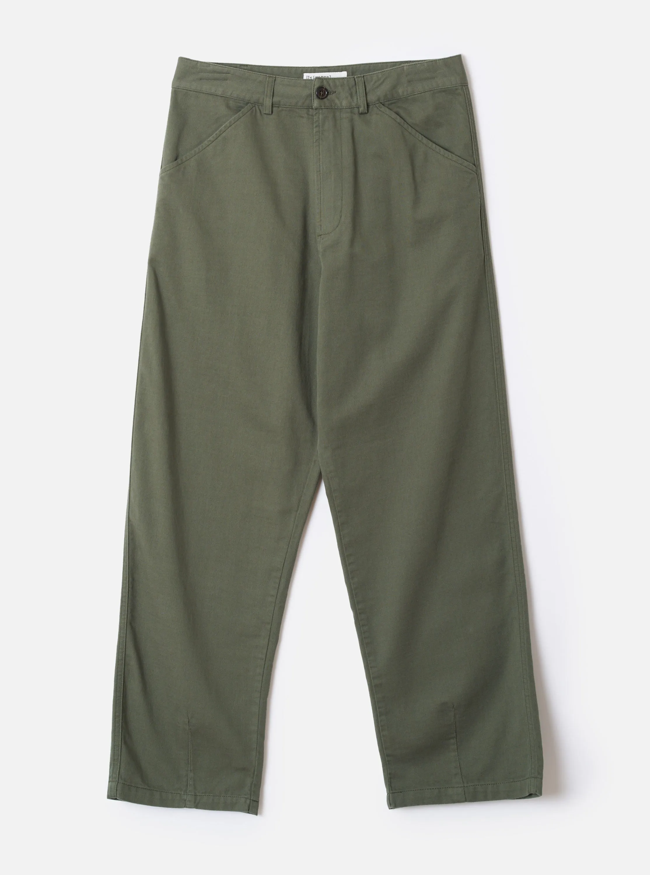 Olive Slub Sateen Utility Pant sold by Universal Works