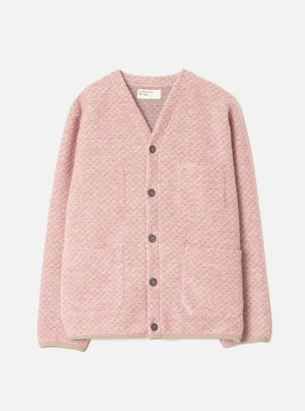 Pink Diamond Fleece Cardigan made by Universal Works