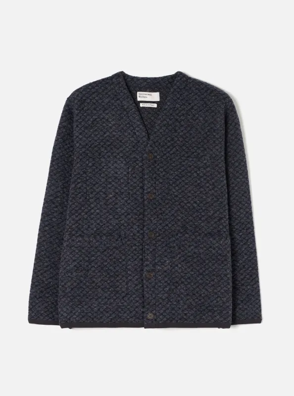 Charcoal Diamond Fleece Cardigan made by Universal Works