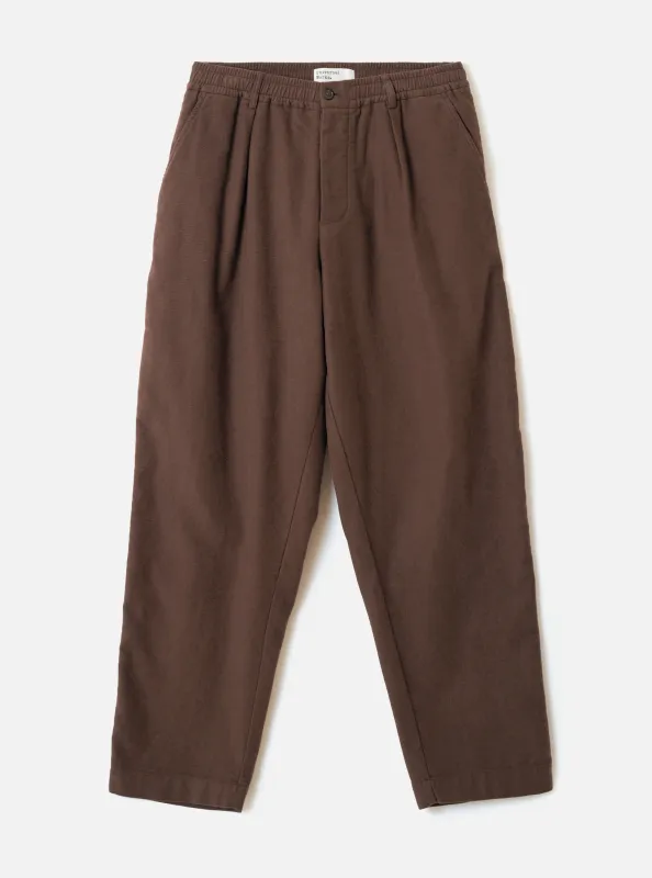 Brown Comfort Moleskin Pleated Track Pant made by Universal Works