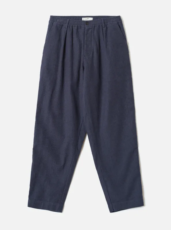 Navy Comfort Moleskin Pleated Track Pant made by Universal Works